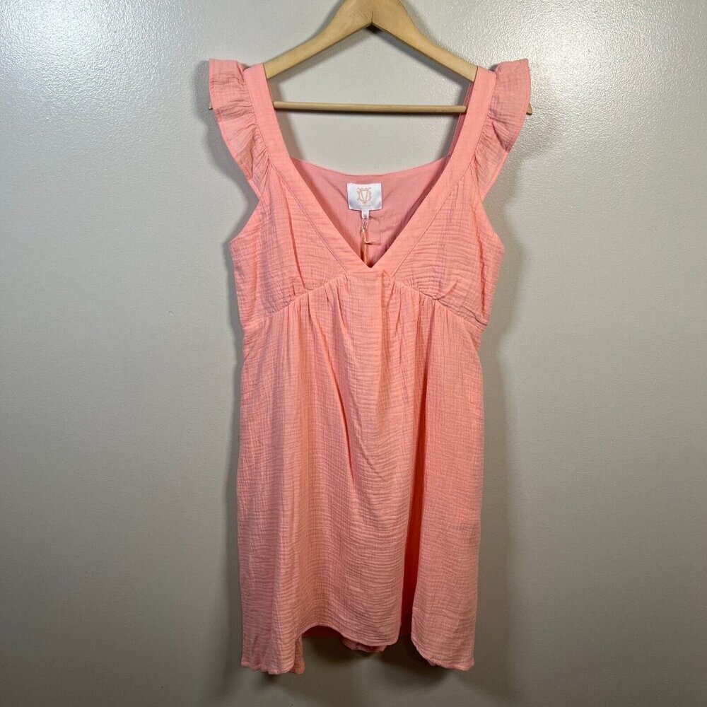 Victoria Dunn VD Lounge Gauze Dress Size Medium Pink Mini Sleeveless Vacation